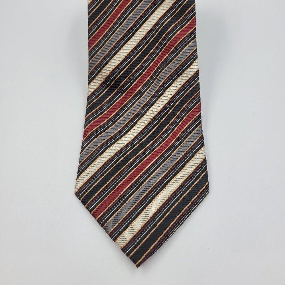 Vintage Striped Tie Red Black Gold Beige CHE(R)ESKIN Handmade